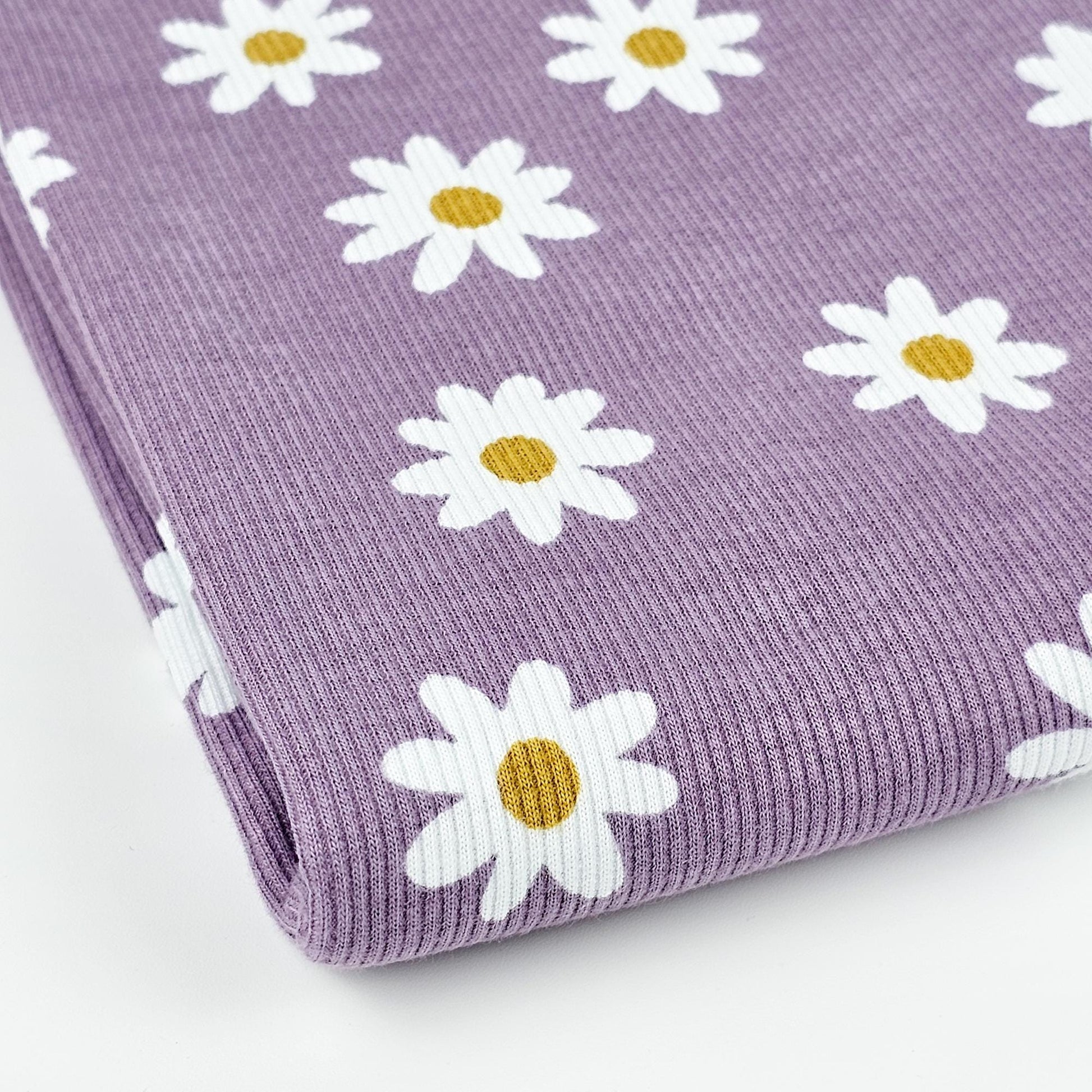 Bio Rib Jersey Daisy dusty lilac Meterware - elli&else