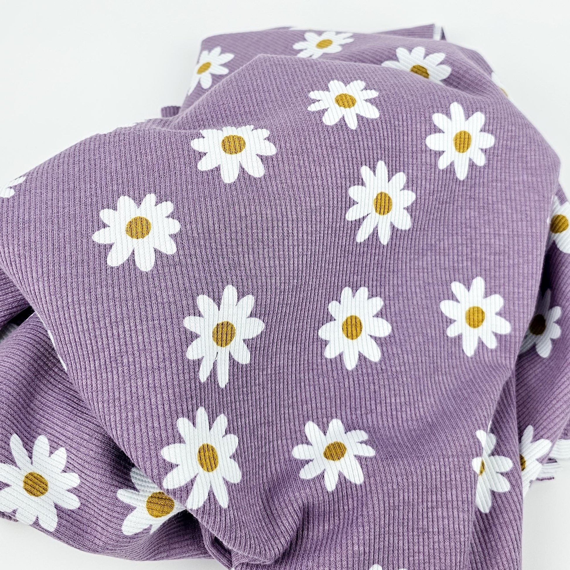 Bio Rib Jersey Daisy dusty lilac Meterware - elli&else