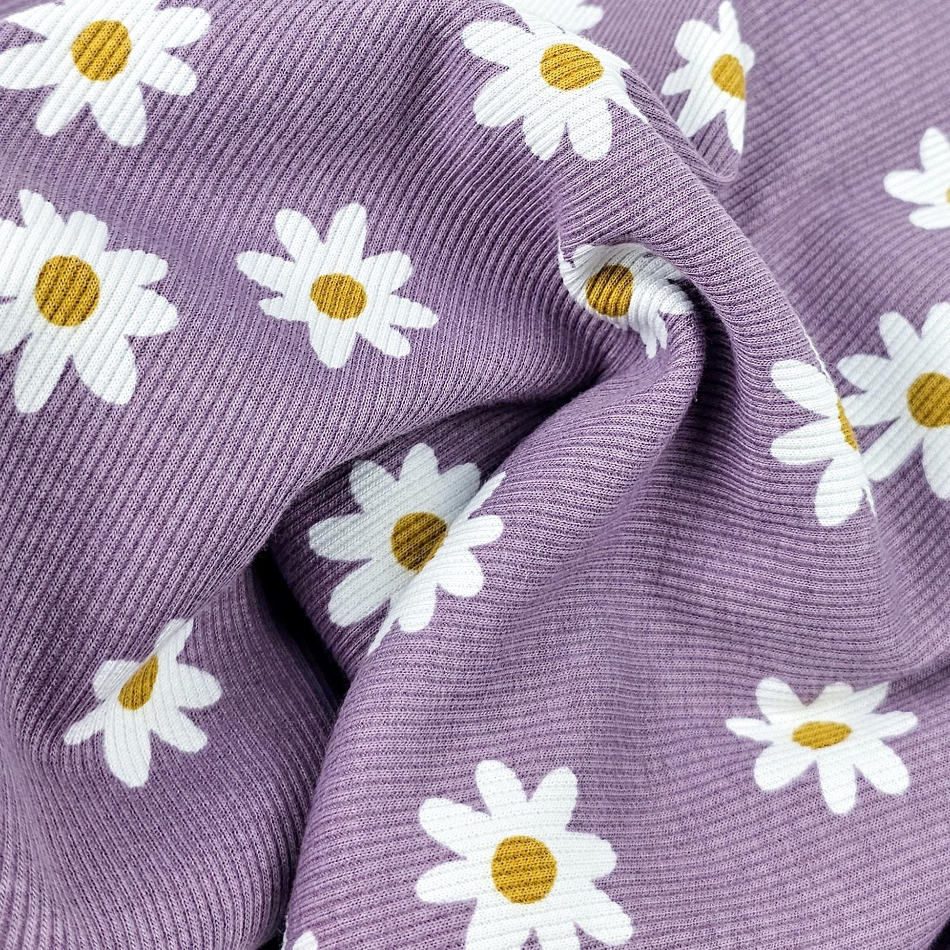 Bio Rib Jersey Daisy dusty lilac Meterware - elli&else