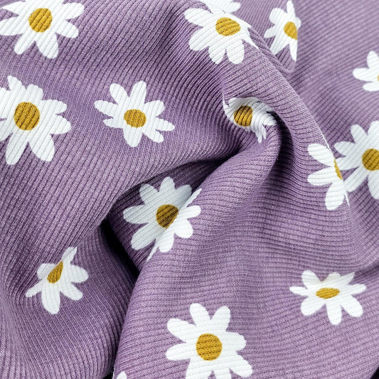 Bio Rib Jersey Daisy dusty lilac Meterware - elli&else