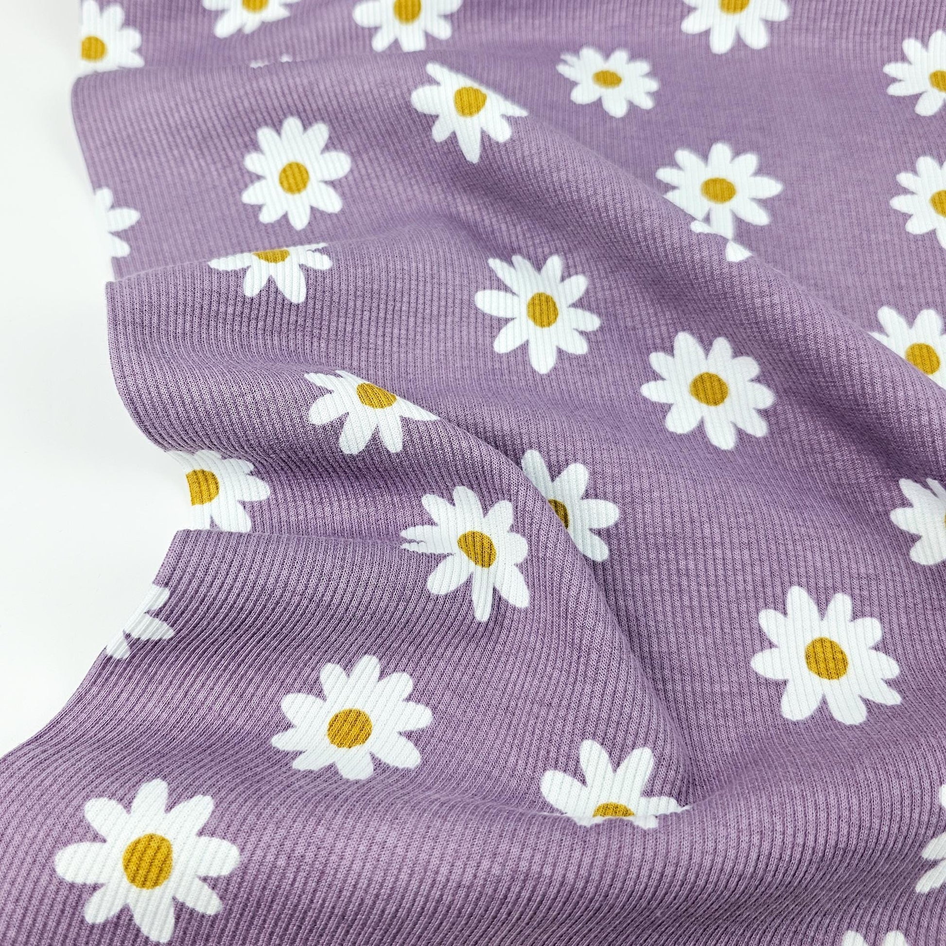Bio Rib Jersey Daisy dusty lilac Meterware - elli&else