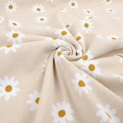 Bio Rib Jersey Daisy sand beige - elli&else