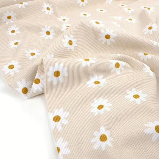 Bio Rib Jersey Daisy sand beige - elli&else