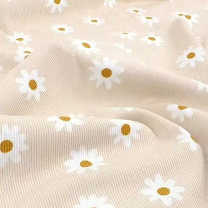 Bio Rib Jersey Daisy sand beige - elli&else