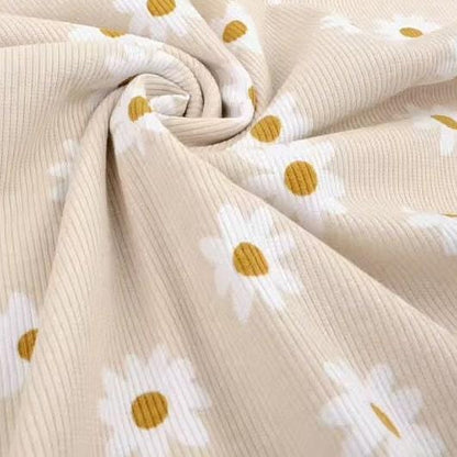 Bio Rib Jersey Daisy sand beige - elli&else