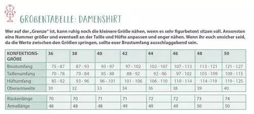 Schnittmuster Basicshirt Damen Gr. 36-50 - Stoff bei elli&else