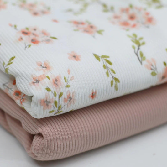 Rib Jersey Blumen rosa - elli&else