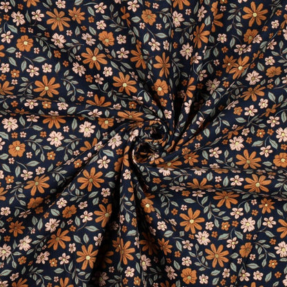 Feincord navy mit Blumen und Glitzer - elli&else