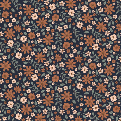 Feincord navy mit Blumen und Glitzer - elli&else
