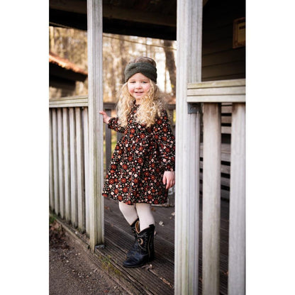 Feincord navy mit Blumen und Glitzer - elli&else