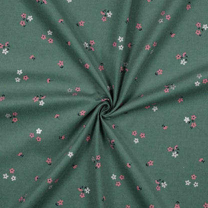 Babycord jade mit Blumenprint