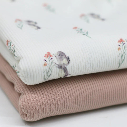 Rippjersey Maus mit Blume