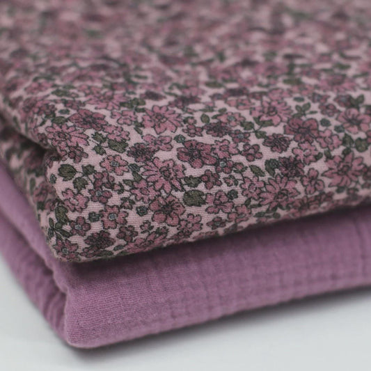Musselin Blumen mauve