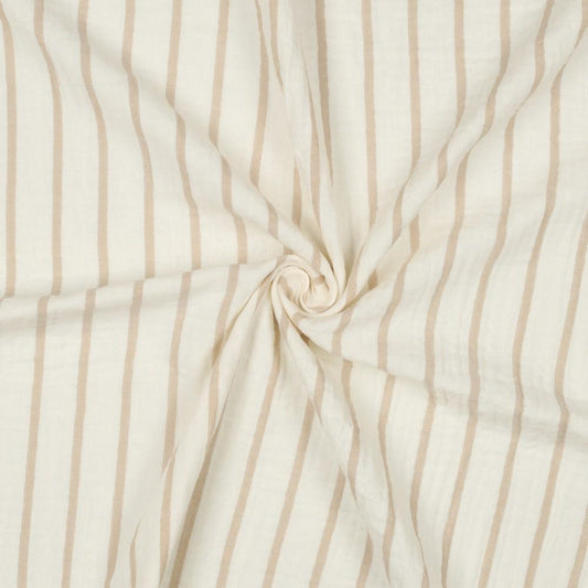 Musselin Streifen beige