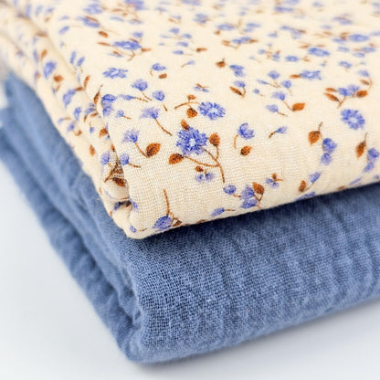 Musselin Miniblumen blau