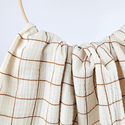 Musselin kariert Creme/Zimt