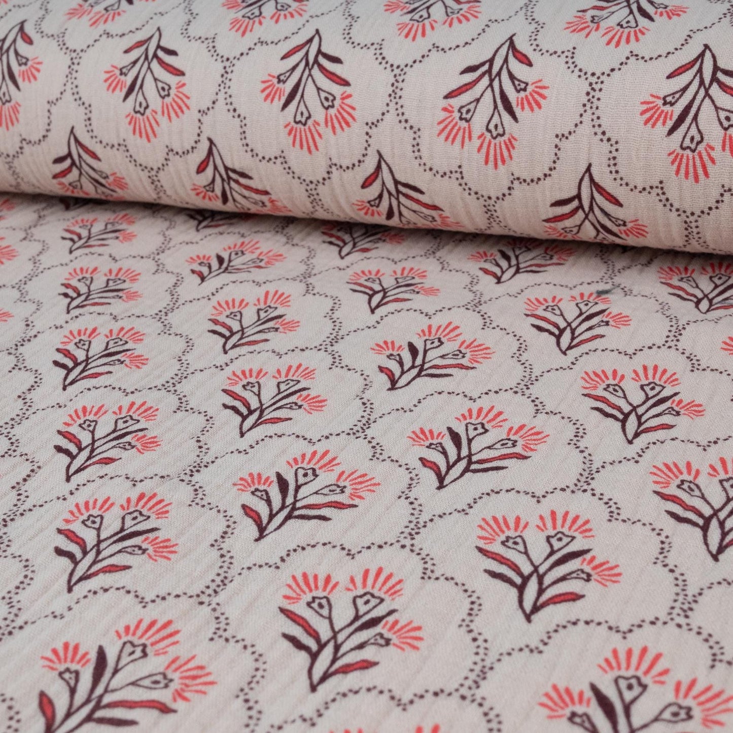 Musselin Blütenmuster hellrosé - elli&else