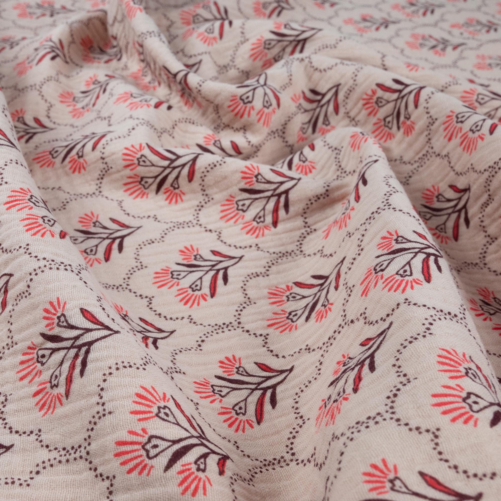 Musselin Blütenmuster hellrosé - elli&else