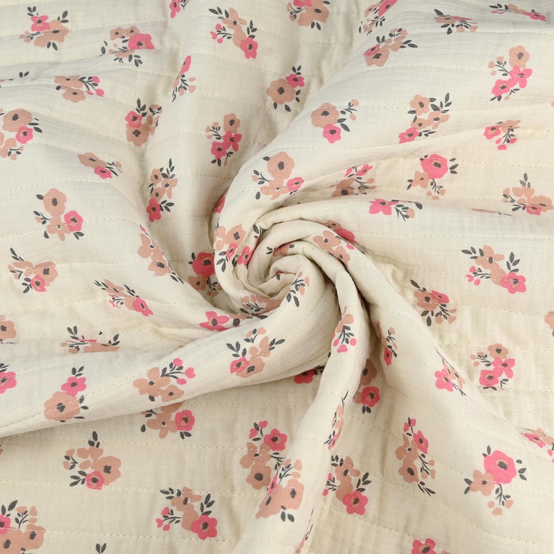 Quilt Musselin Blumen apricot - elli&else