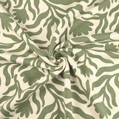 Sweatstoff abstrakte Blumen oliv - elli&else