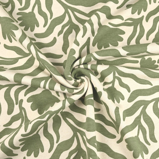 Sweatstoff abstrakte Blumen oliv - elli&else
