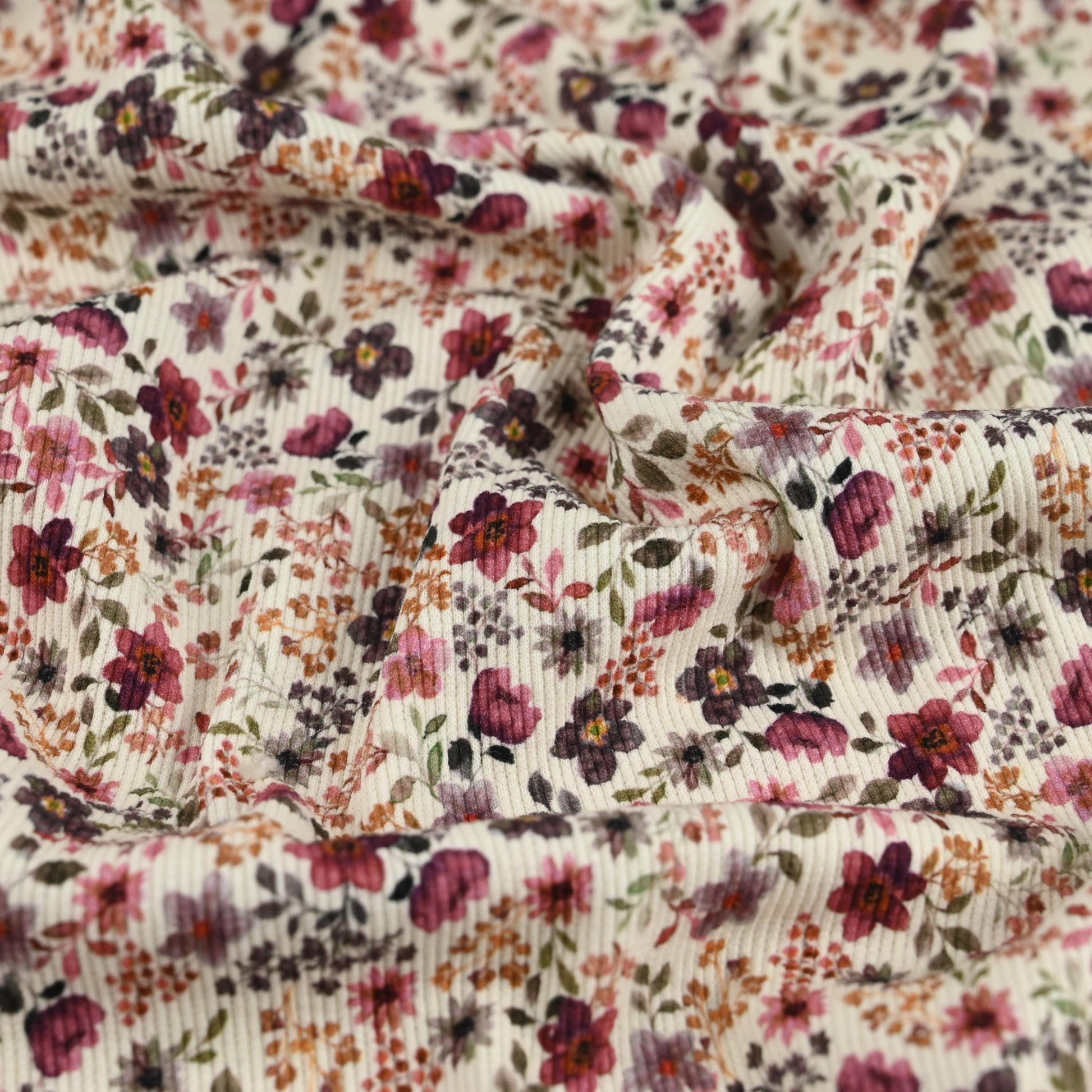 Rib Jersey Blumen pflaume - elli&else