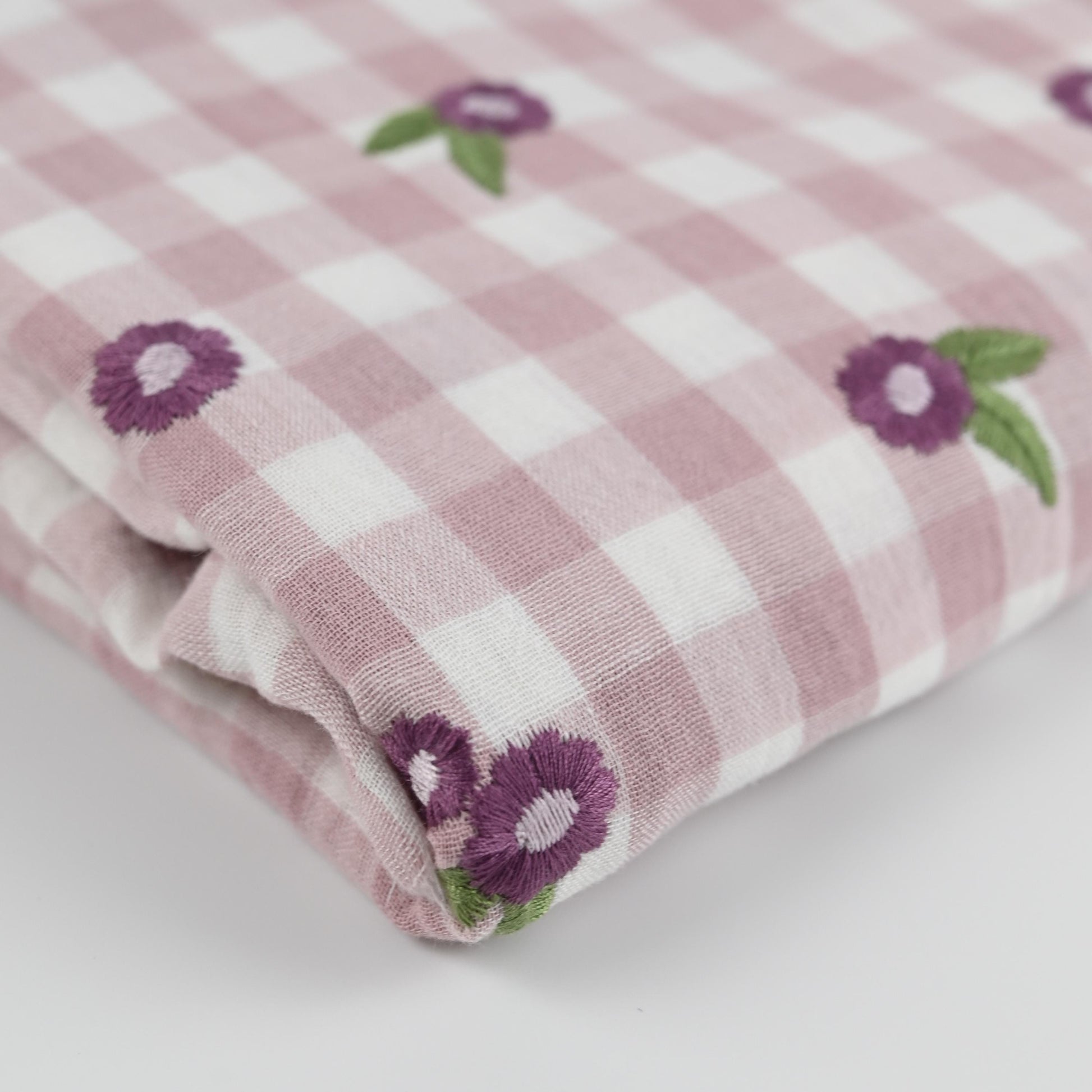 Musselin kariert mit Blumen - mauve - elli&else