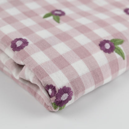 Musselin kariert mit Blumen - mauve - elli&else