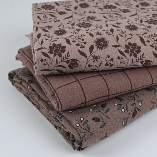 Musselin Blumenprint mocca