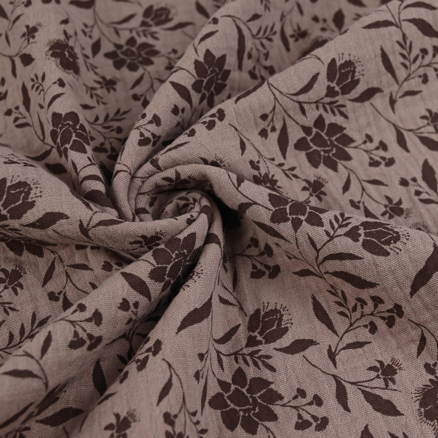 Musselin Blumenprint mocca
