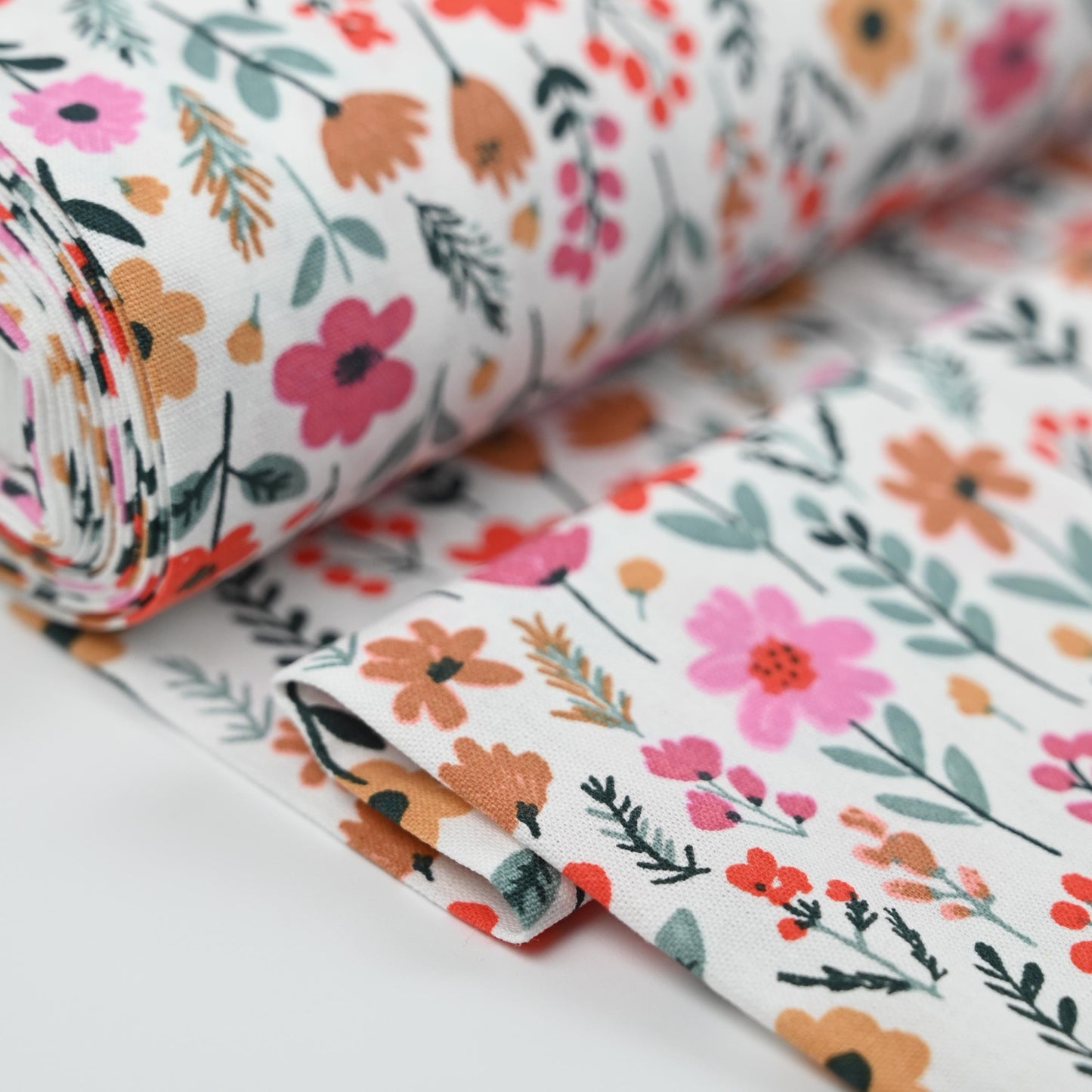 Popeline bunte Blumen