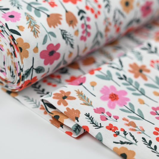 Popeline bunte Blumen