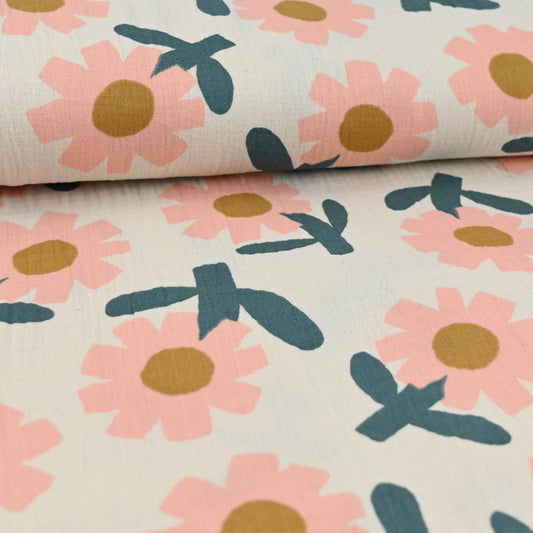 Bio-Musselin Blumen peach | Jennifer Bouron - elli&else