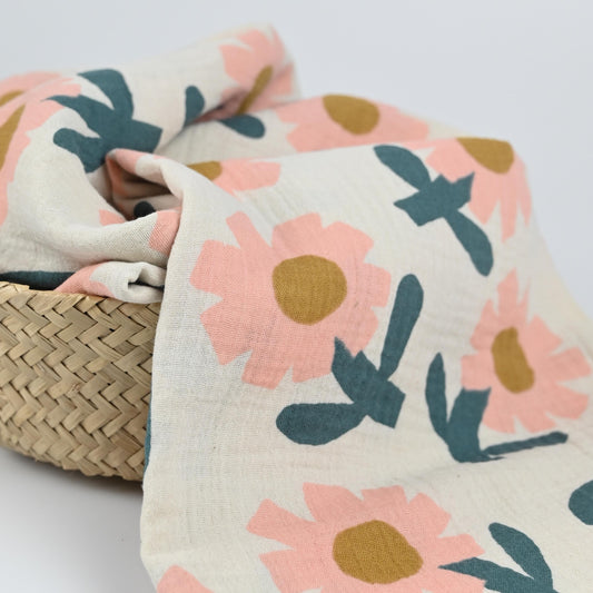 Bio-Musselin Blumen peach | Jennifer Bouron - elli&else