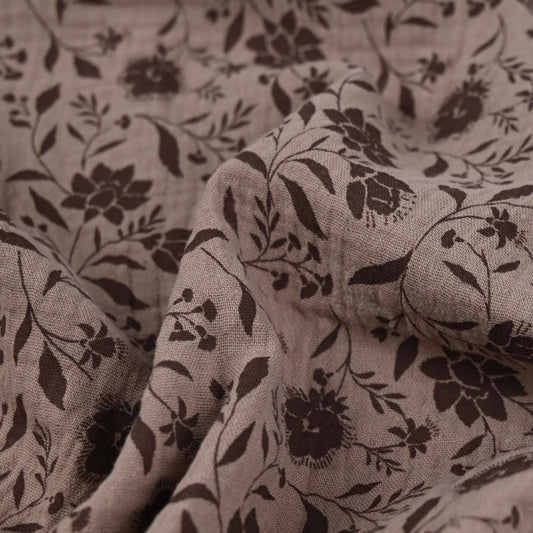 Musselin Blumenprint mocca