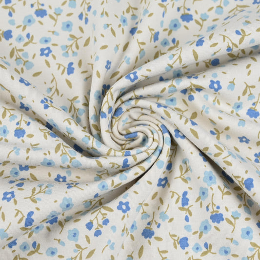 Jersey kleine Blumen blau