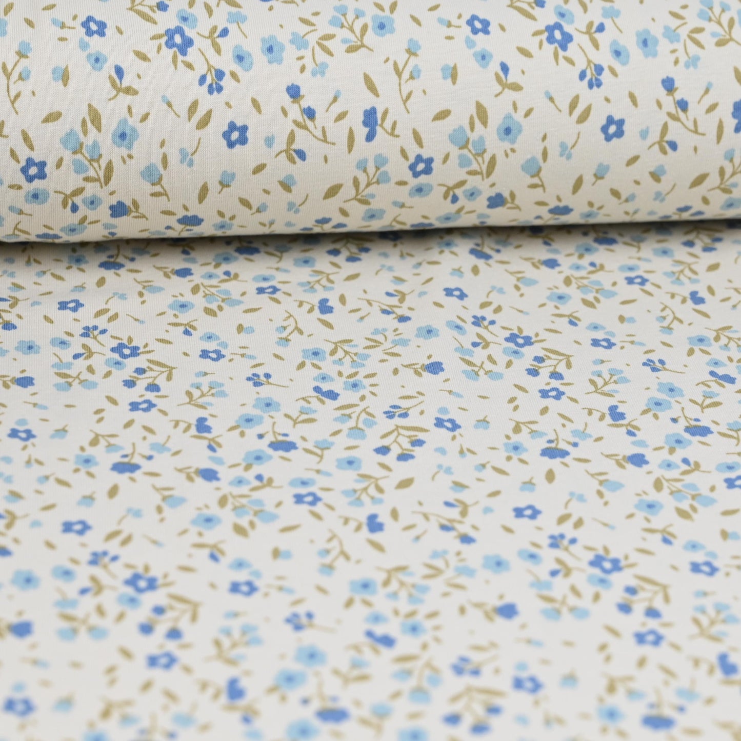 Jersey kleine Blumen blau