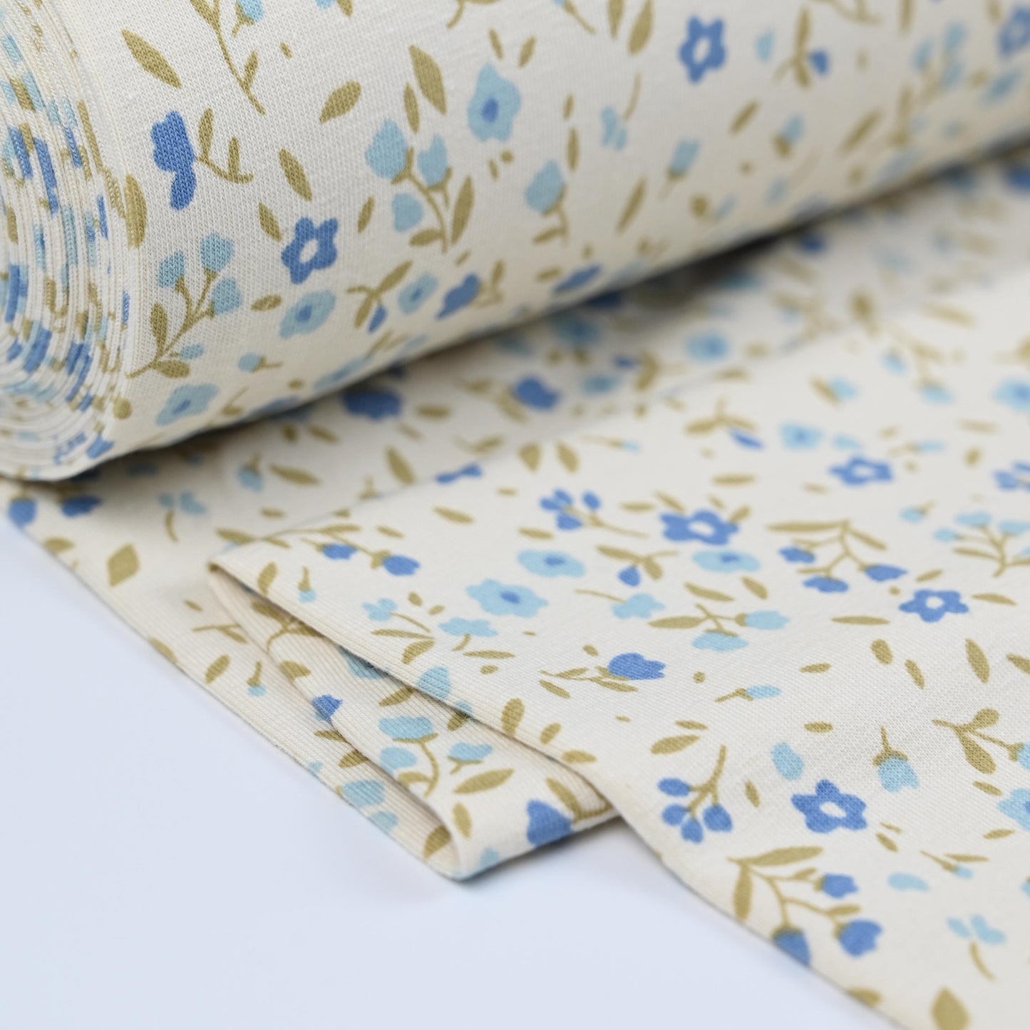 Jersey kleine Blumen blau
