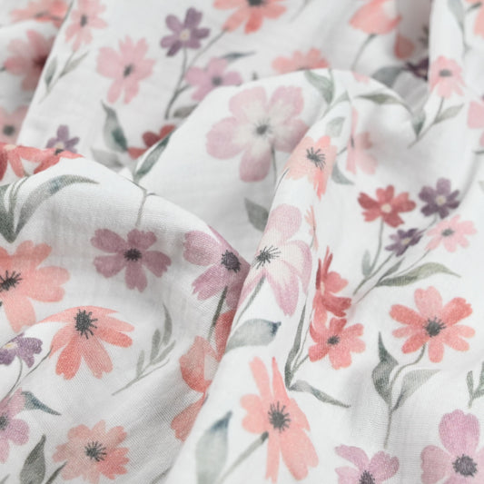 Musselin Blumen rosa