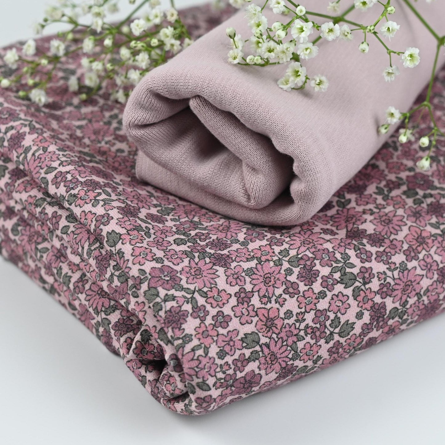 Jersey kleine Blumen rosé