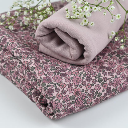 Jersey kleine Blumen rosé