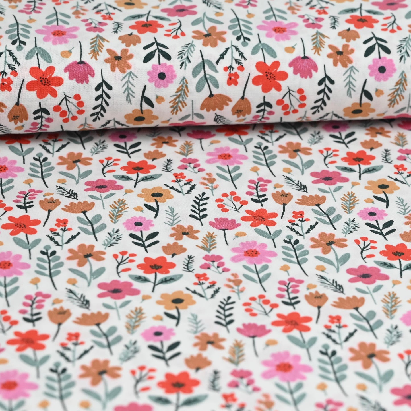 Popeline bunte Blumen