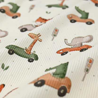 Rib Jersey Tiere im Auto