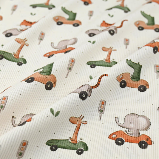 Rib Jersey Tiere im Auto