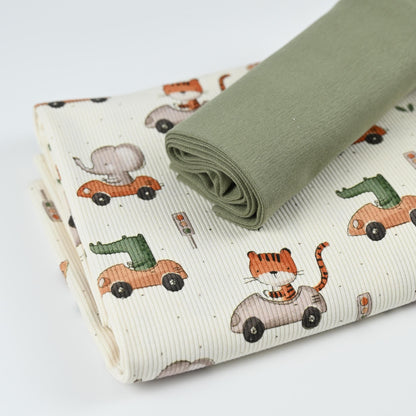 Rib Jersey Tiere im Auto