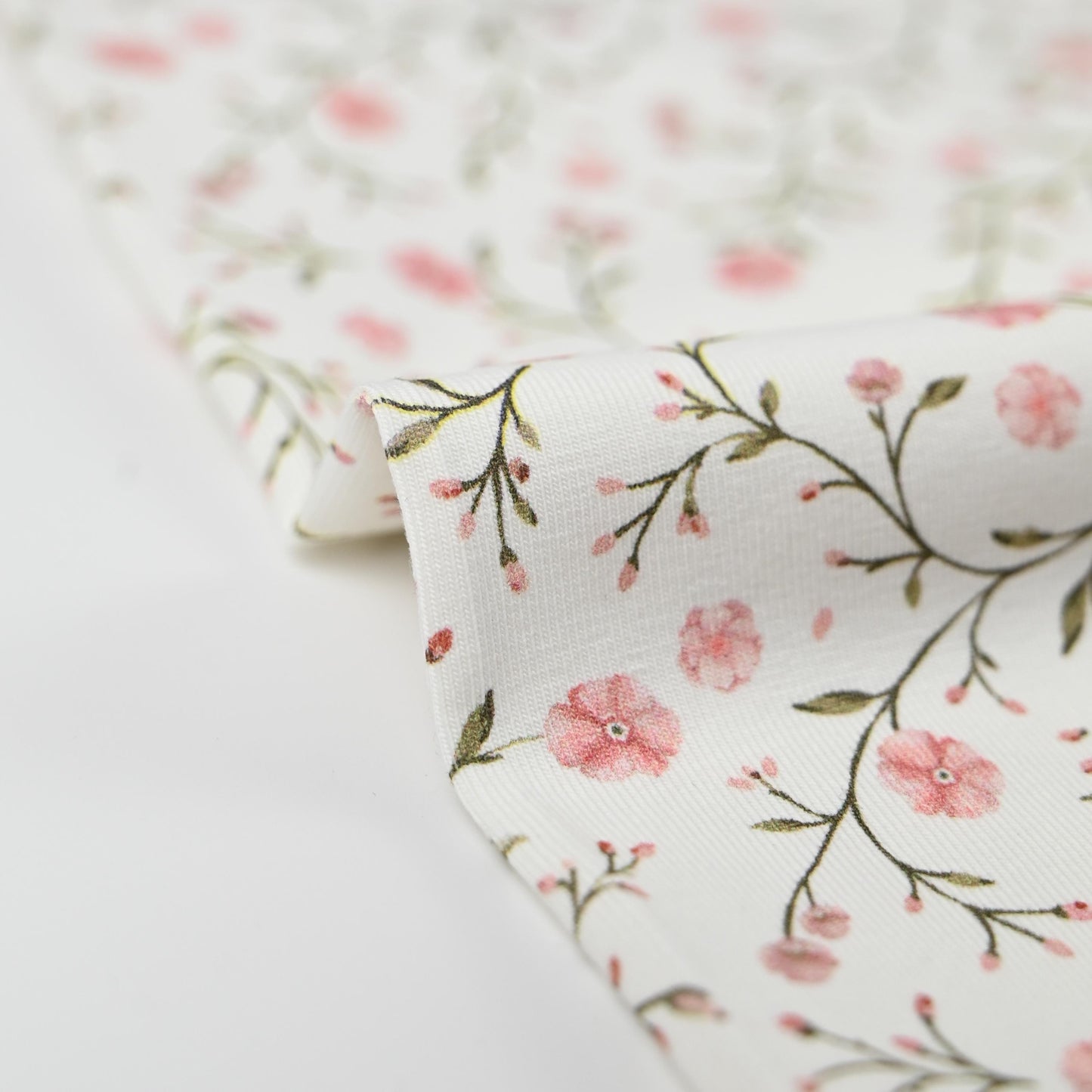 Jersey zarte Blumen nude rosa