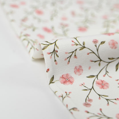 Jersey zarte Blumen nude rosa
