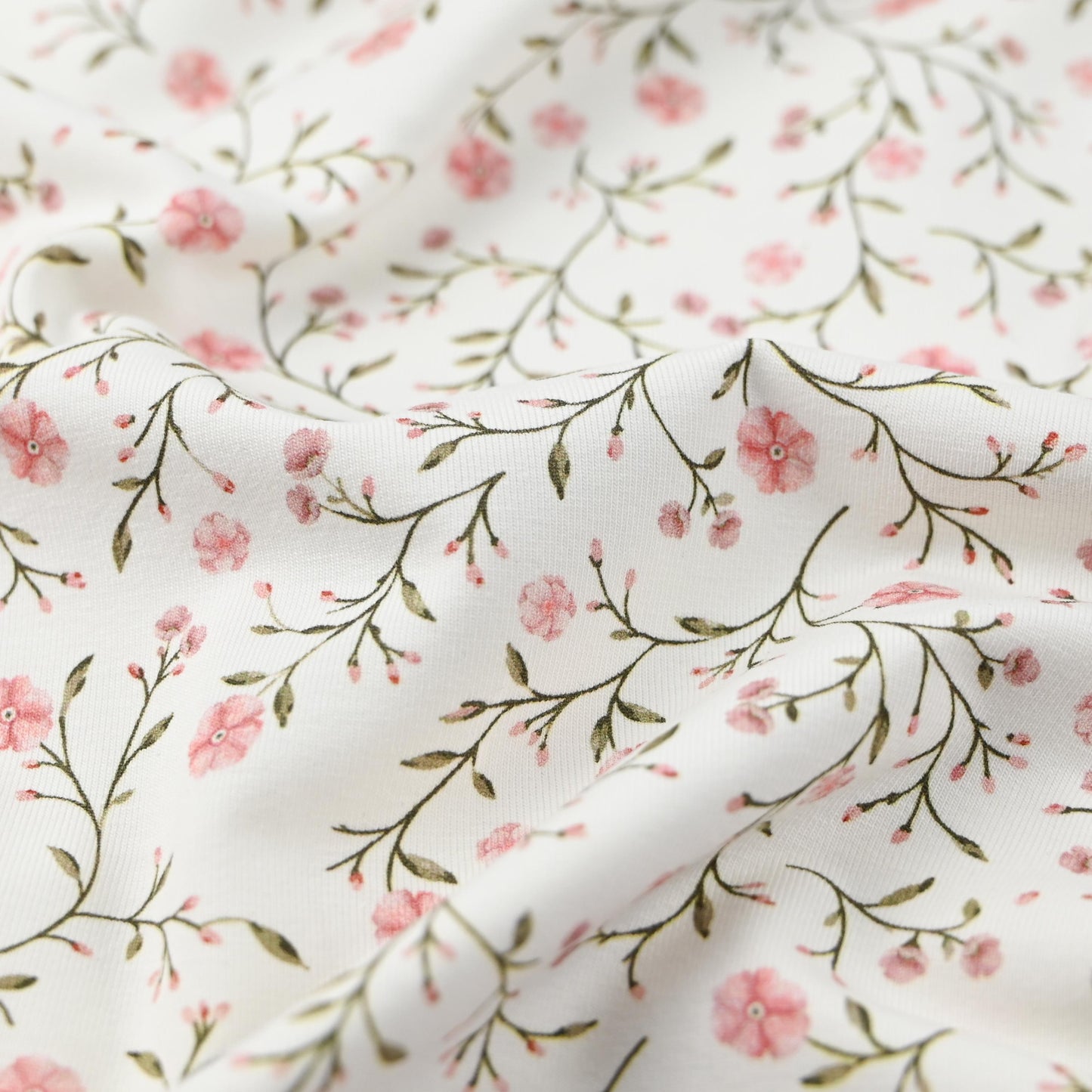 Jersey zarte Blumen nude rosa