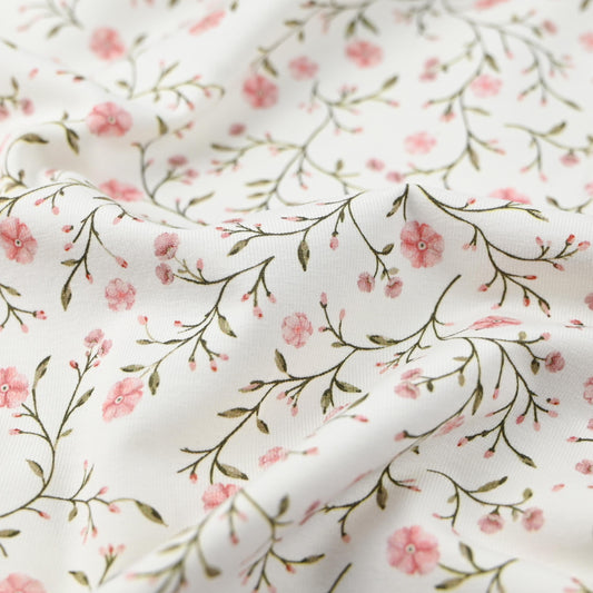 Jersey zarte Blumen nude rosa