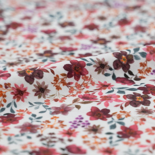 Bio-Jersey Blumen pflaume